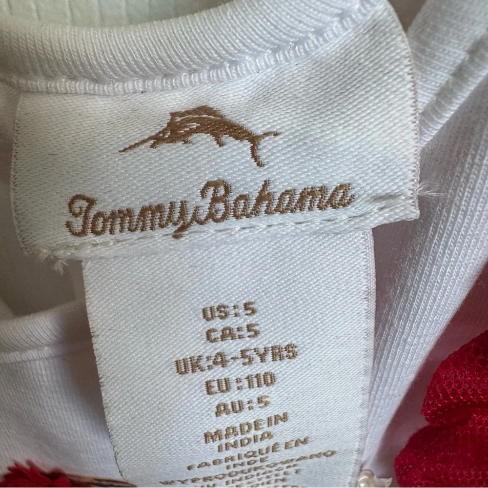 Tommy Bahama 2 Piece Girls Red White Valentine’s Tulle Dress Size 5 Headband NEW